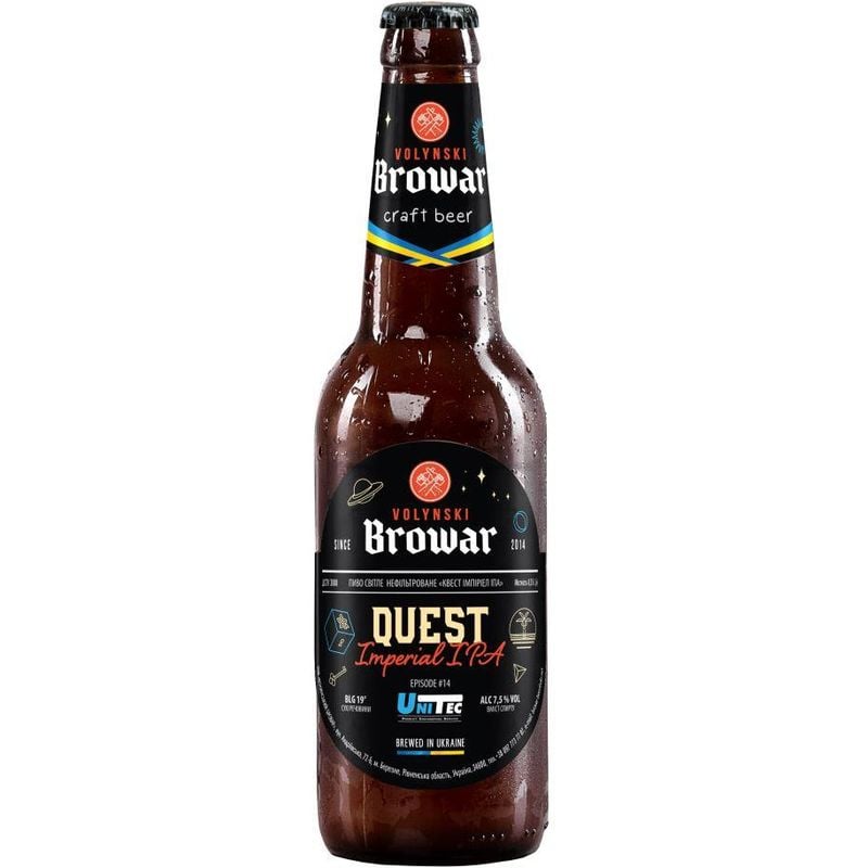 Пиво Volynski Browar Quest светлое, нефильтрованое, 7,5%, 0,35 л - фото 1