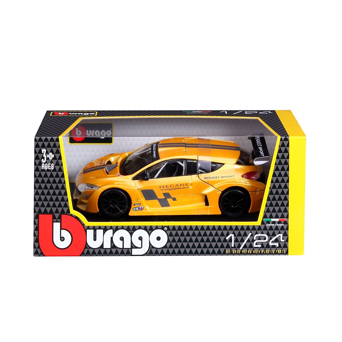 Автомодель Bburago Renault Megane Trophy 1:24 желтый металлик (18-22115) - фото 5