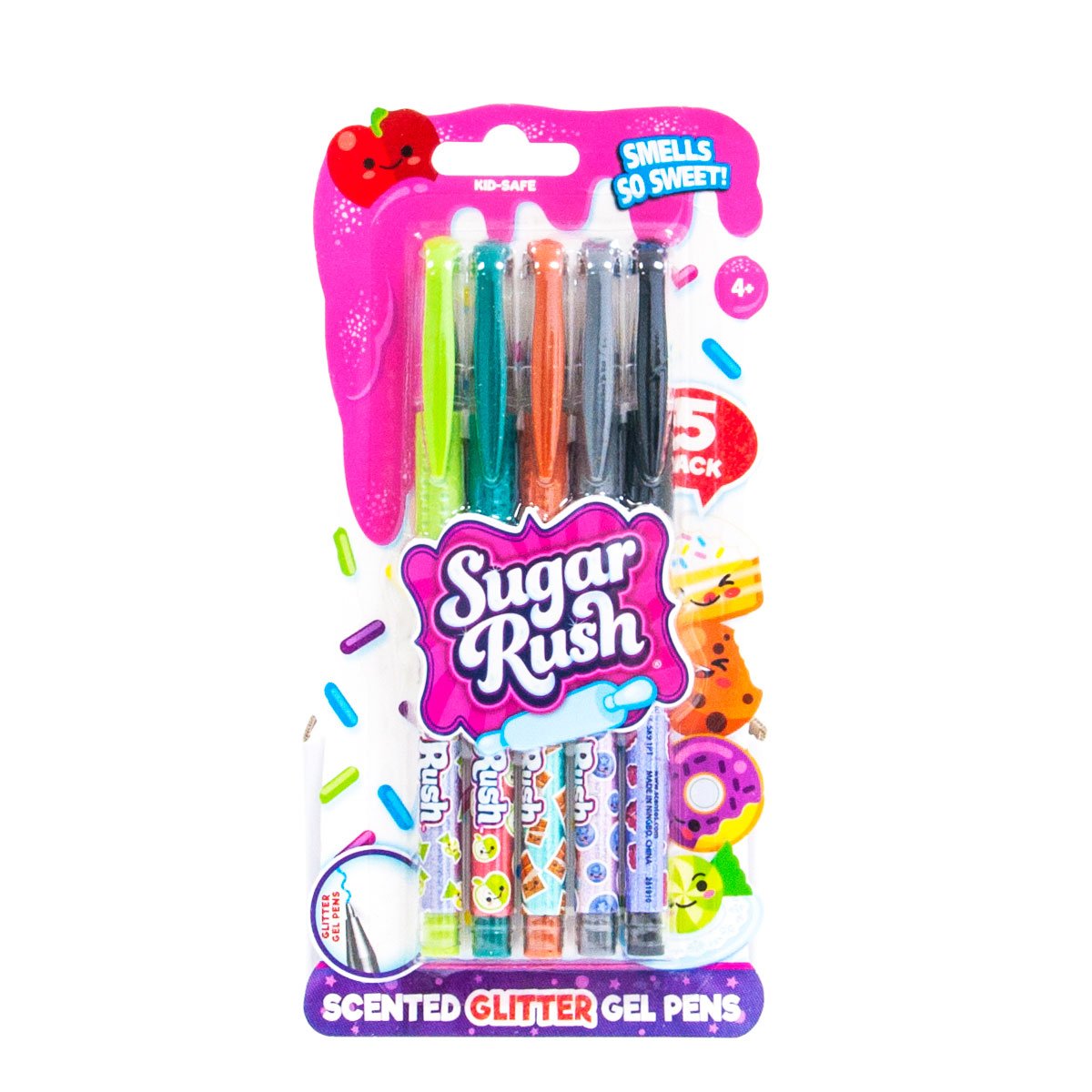 Набір ароматних гелевих ручок Scentos Sugar Rush Яскравий блиск, 5 кольорів (41343) - фото 1