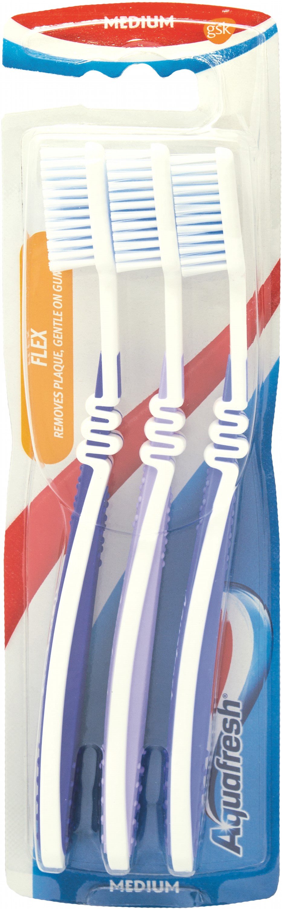 Зубная щетка Aquafresh Flex Medium, средняя, синий, 3 шт. - фото 1