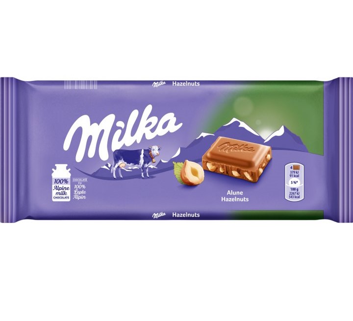 Шоколад молочний Milka Huzelnuts, з подрібненим лісовим горіхом, 100 г (911052) - фото 1