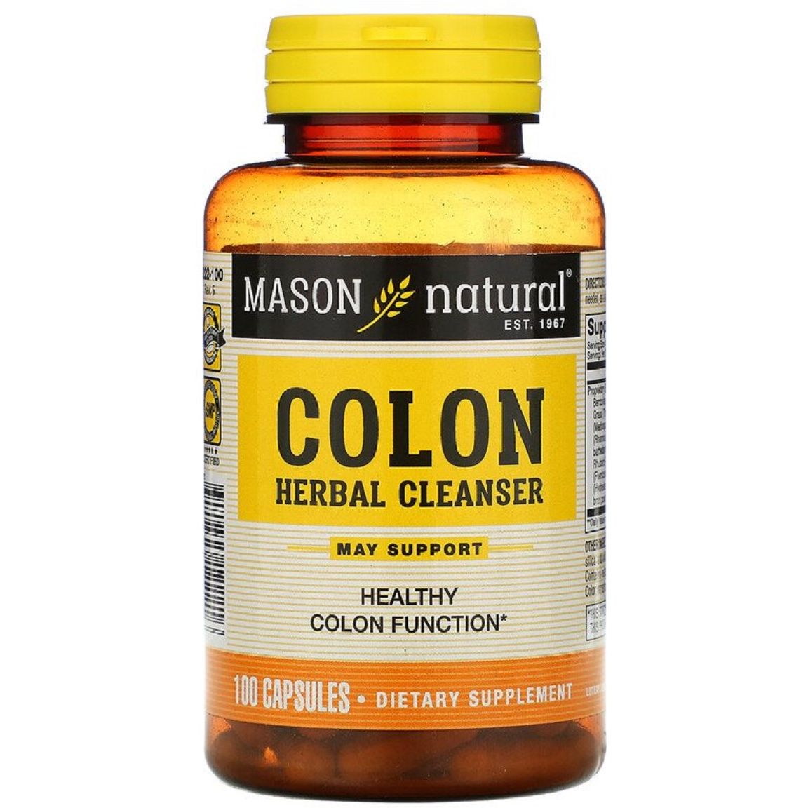 Травяная очищающая смесь для кишечника Mason Natural Colon Herbal Cleanser 100 капсул - фото 1