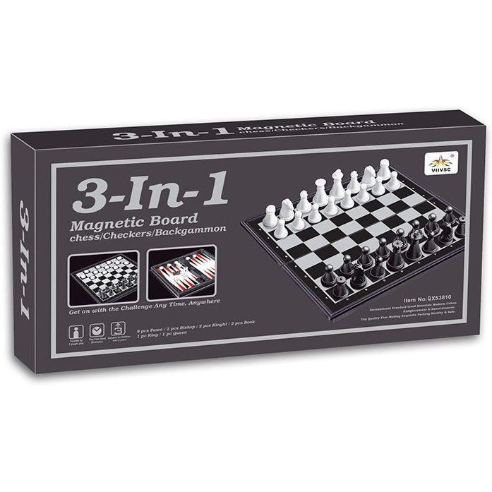 Шахматы магнитные 3 в 1 Bambi QX53810 поле 15 х 15 см - фото 1