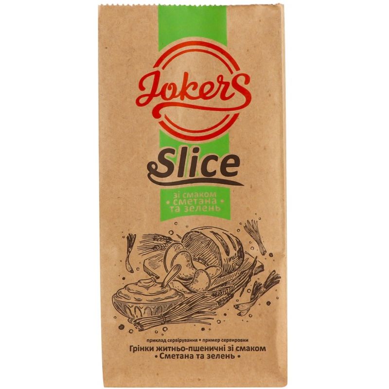 Гренки Jokers Slice Ржано-пшеничные со вкусом Сметана и зелень 90 г (942033) - фото 1