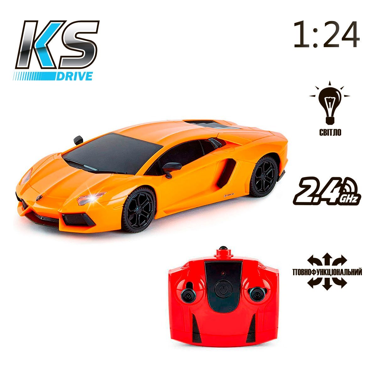 Автомобіль KS Drive на р/к Lamborghini Aventador LP 700-4, 1:24, 2.4Ghz помаранчевий (124GLBO) - фото 5