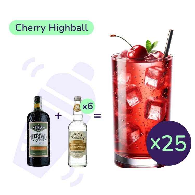 Коктейль Cherry Highball (набір інгредієнтів) х25 на основі Boomsma Herbal Liqueur - фото 1