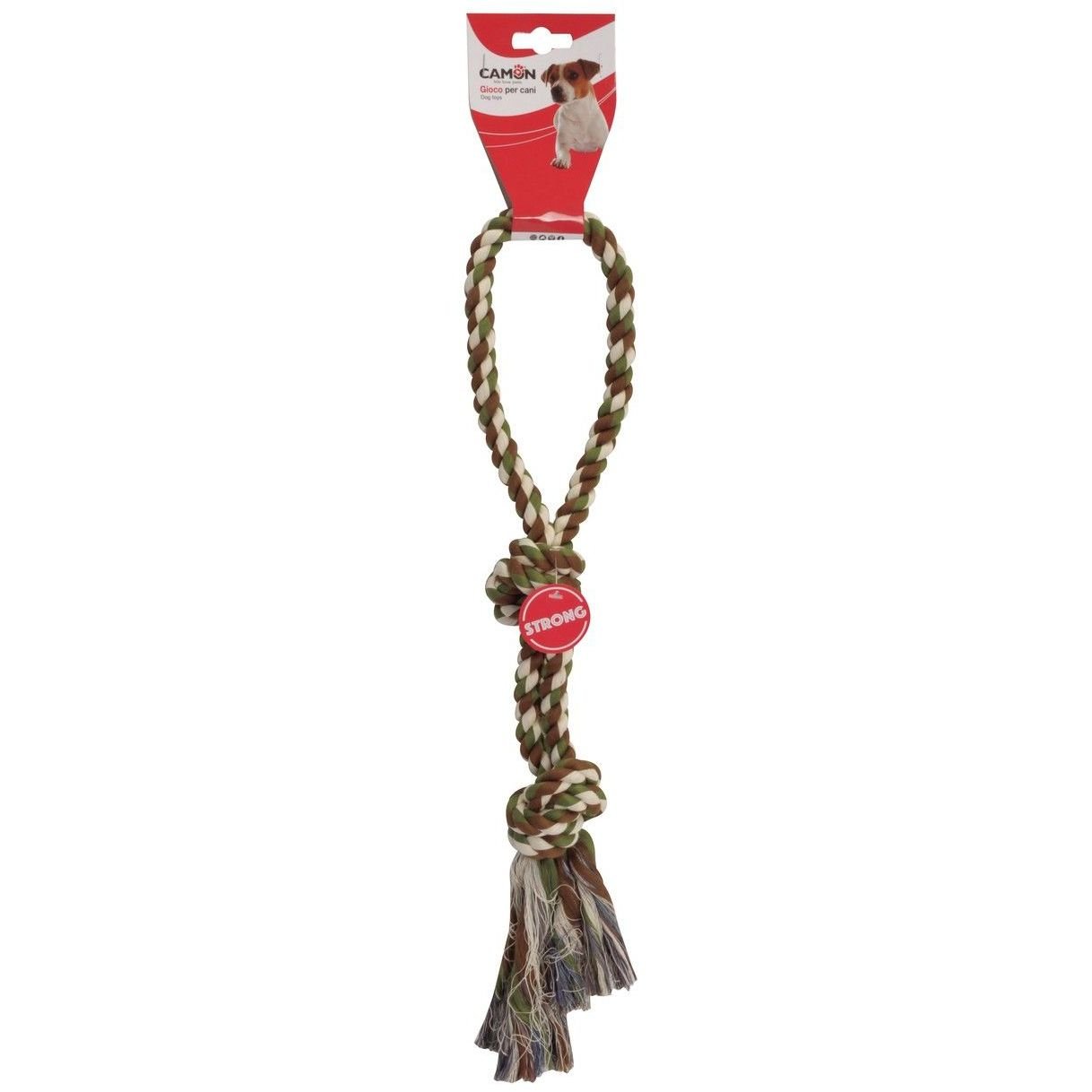 Іграшка для собак Camon мотузка з 2 вузлами та петлею-ручкою, 41 см - фото 1