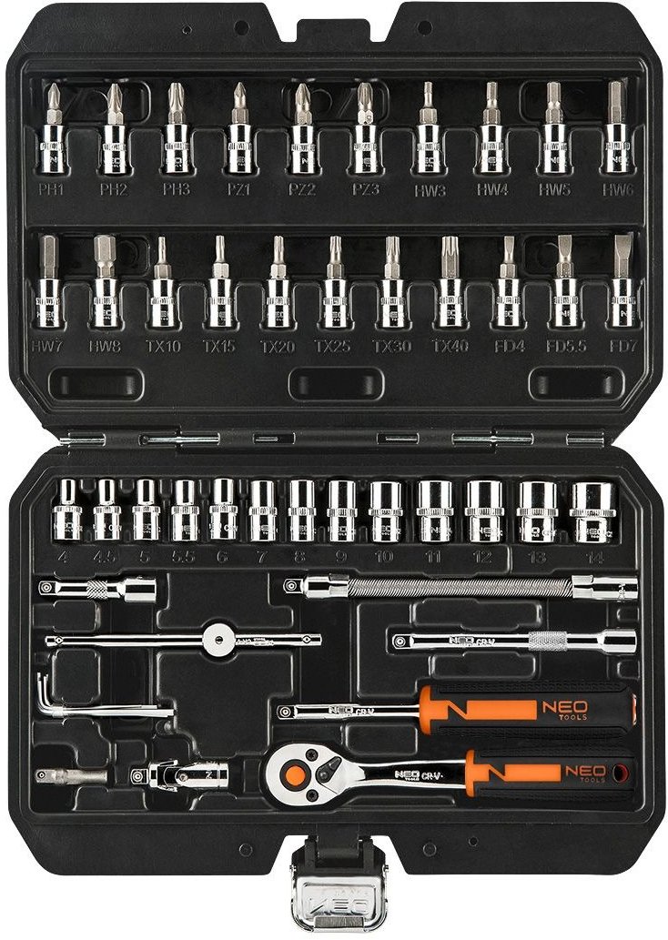 Набір інструментів Neo Tools 1/4", CrV 46 шт. (10-004) - фото 2