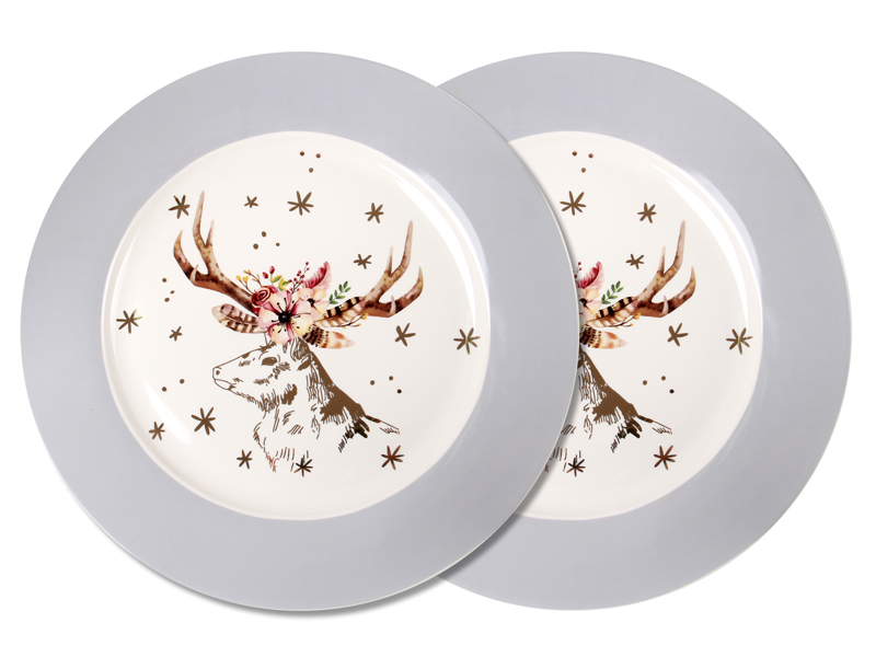 Набір тарілок Lefard Різдвяний олень, 19 см, білий, 2 шт (924-663) - фото 1