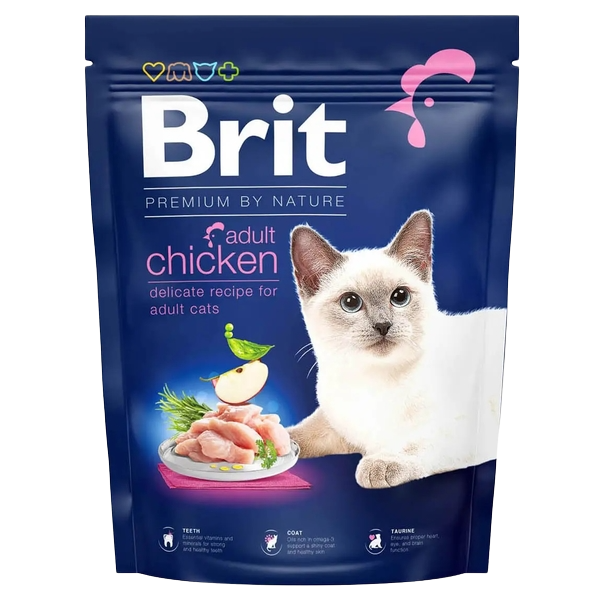 Сухой корм для котов Brit Premium by Nature Cat Adult Chicken, 300 г (курица) - фото 1