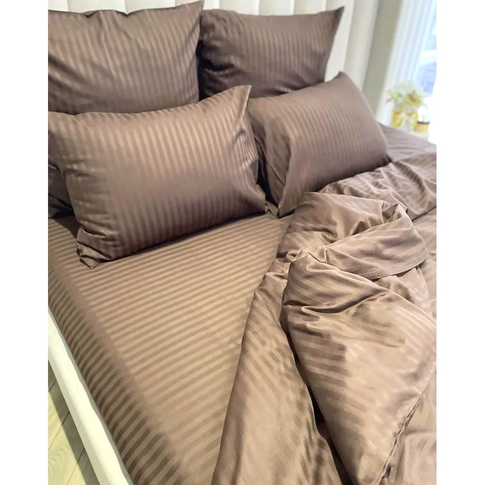 Комплект постільної білизни LightHouse Sateen Stripe Brown євростандарт коричневий (603678_2,0) - фото 7