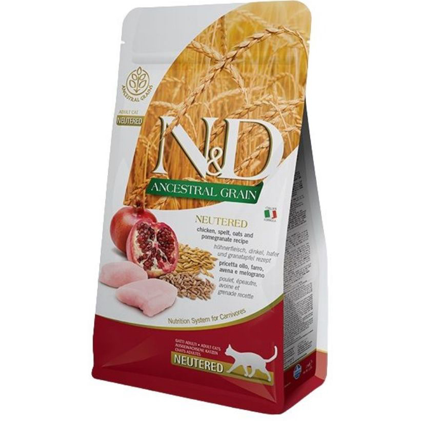 Сухой корм для стерилизованных кошек Farmina N&D Low Grain Cat Chicken&Pomegranate Neutered, курица и гранат, 10 кг - фото 1