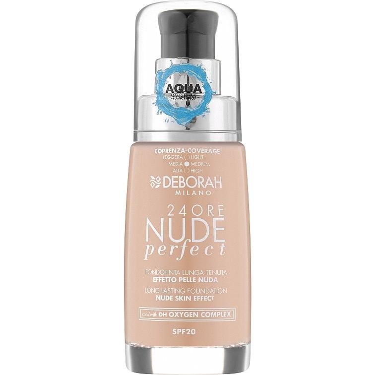 Тональная основа для лица Deborah 24Ore Nude Perfect SPF 20 оттенок 3.2 Hazelnut 30 мл - фото 1