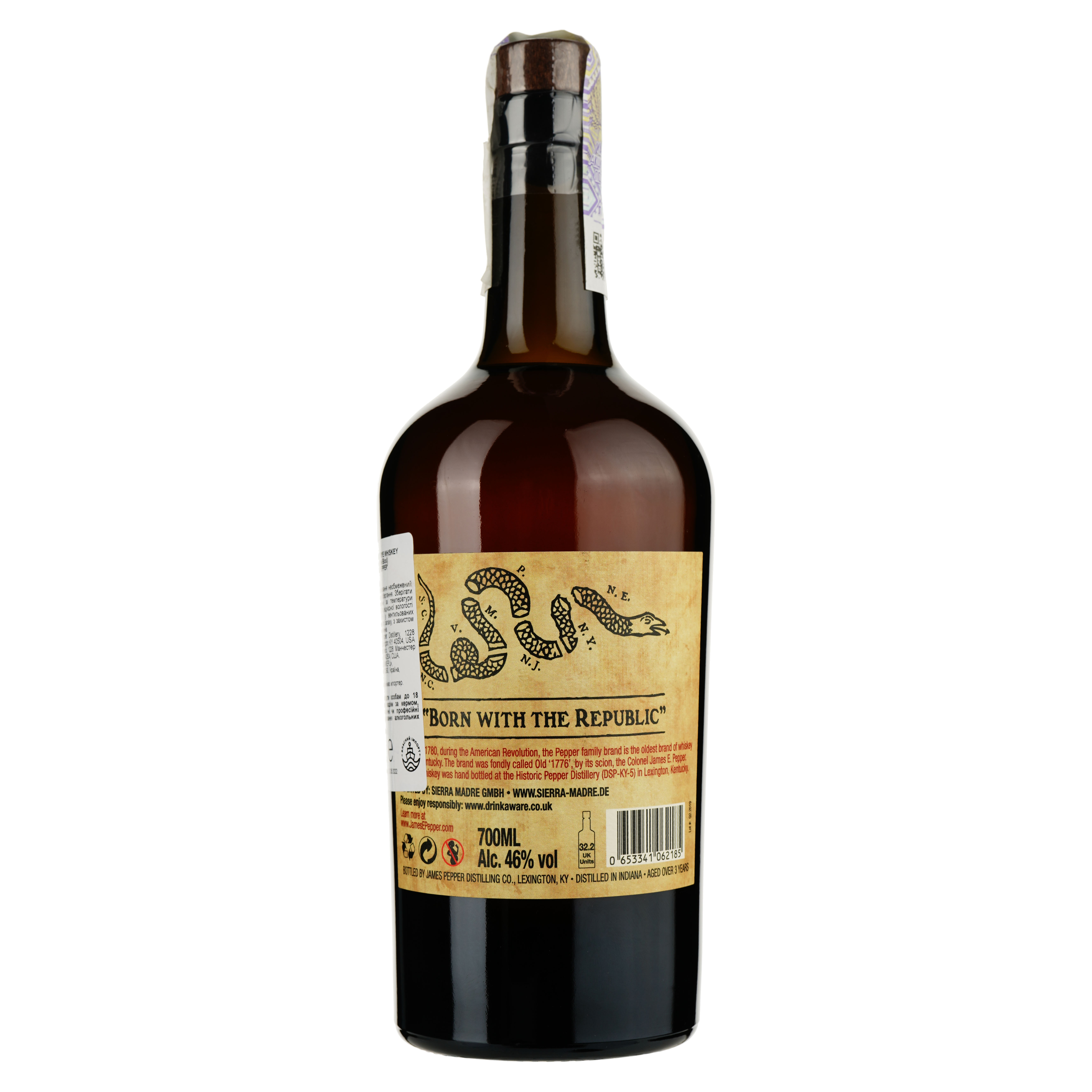 Виски James E. Pepper 1776 Straight Rye Whiskey, 46%, 0,7 л - фото 2