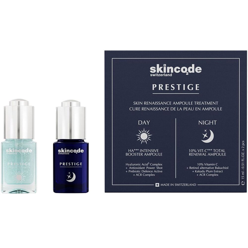 Набор сывороток для лица Skincode Prestige Skin Renaissance Ampoule Treatment Day & Nigth 2х15 мл - фото 1