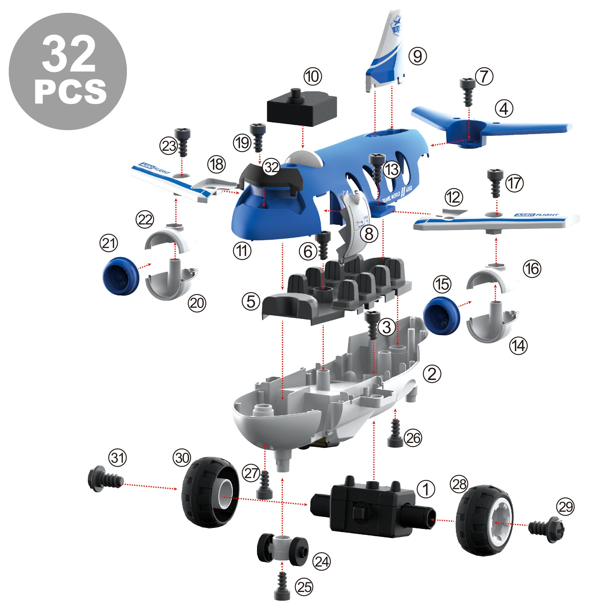 Конструктор DIY Spatial Creativity Літак із електродвигуном LM8074-DZ-1, синій (CJ-1379247) - фото 3