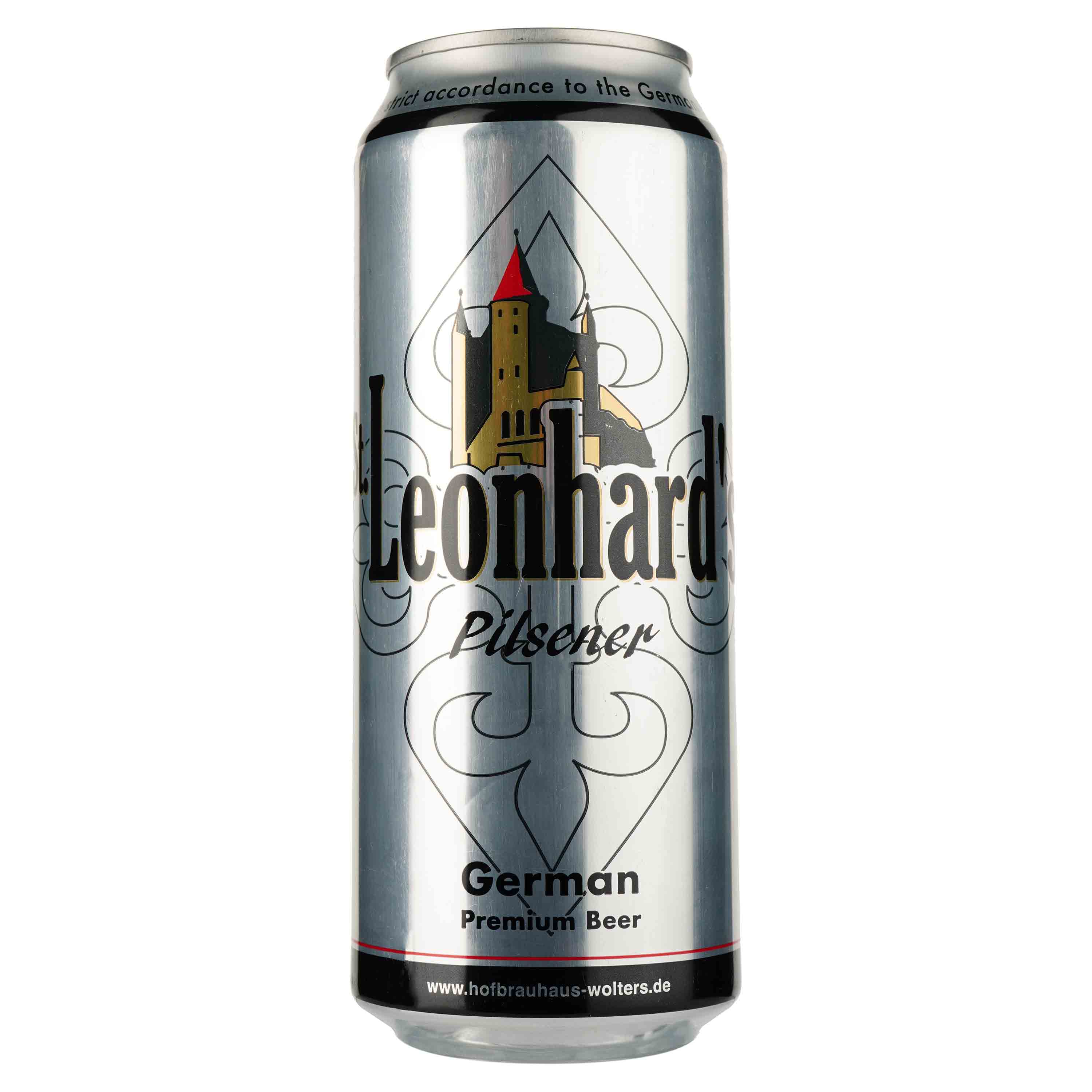 Пиво Leonhard's Pilsener светлое, 4.9%, ж/б, 0.5 л - фото 1