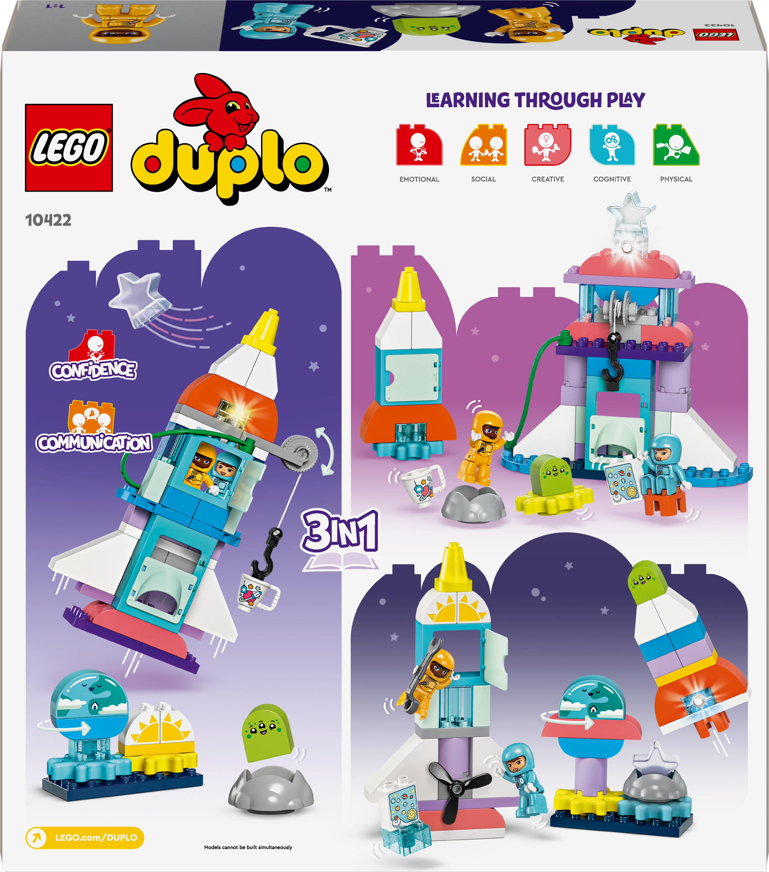 Конструктор LEGO DUPLO Приключения на космическом шаттле 3-в-1 58 деталей (10422) - фото 1