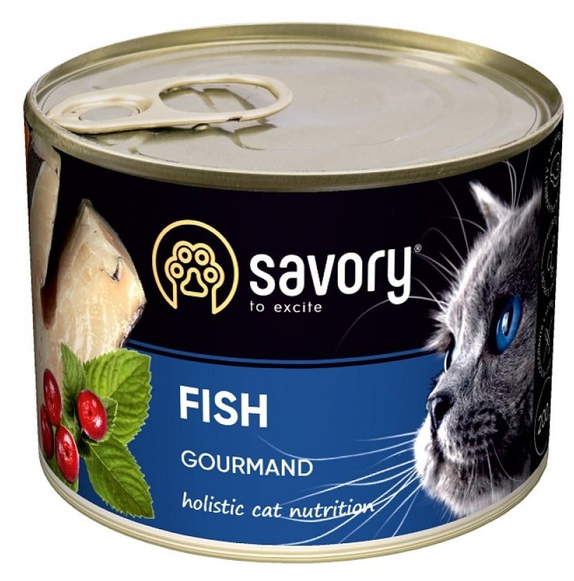 Влажный корм для взрослых привередливых кошек Savory Cat Can Adult, с рыбой, 200 г - фото 1
