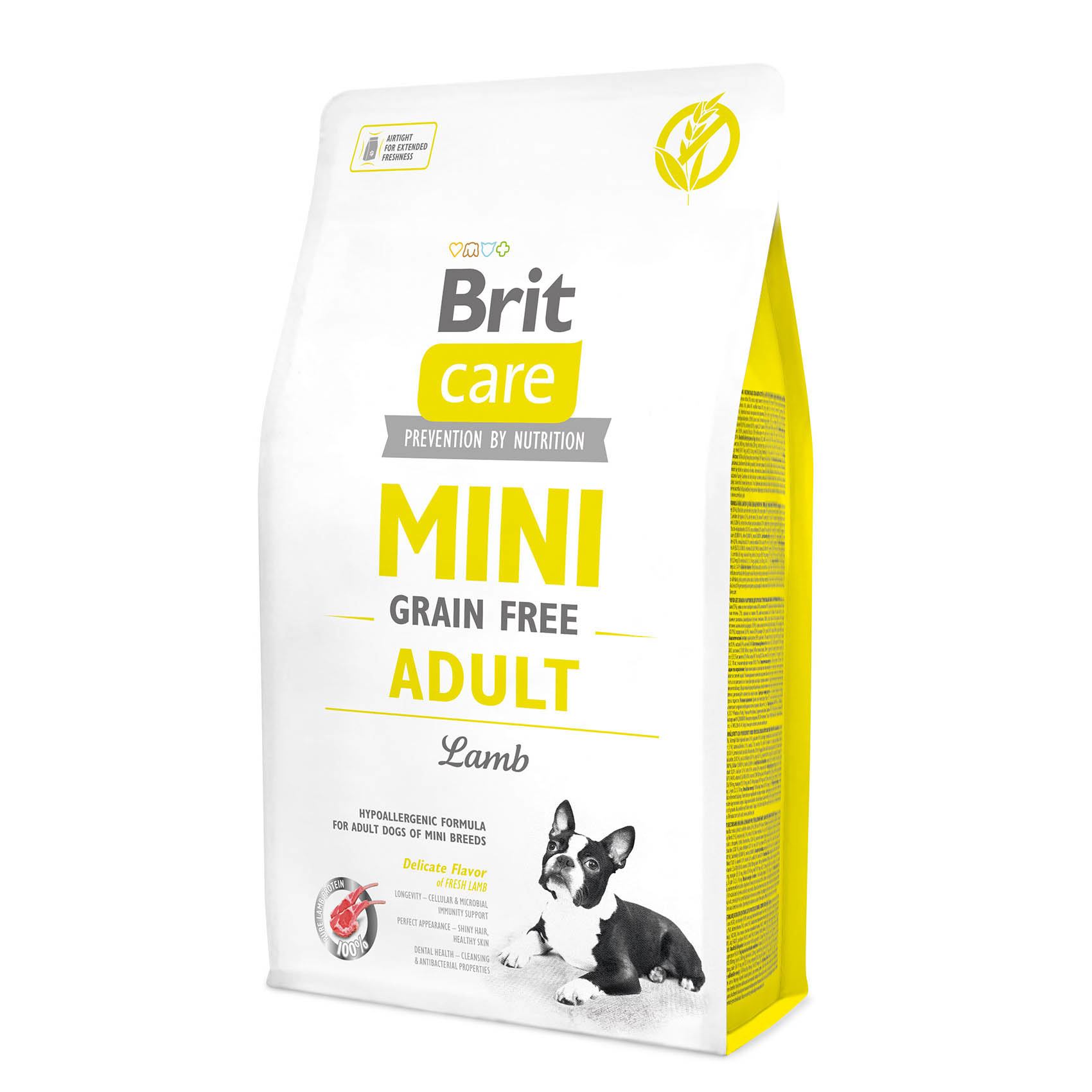 Беззерновой сухой корм для собак миниатюрных пород Brit Care GF Mini Adult Lamb, с ягненком, 2 кг - фото 1