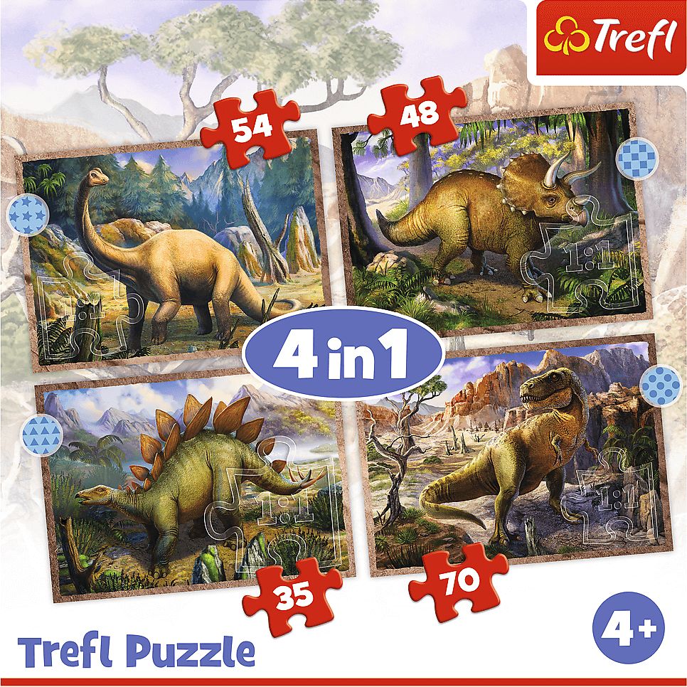 Пазлы Trefl 4 в 1 Интересные динозавры - фото 3