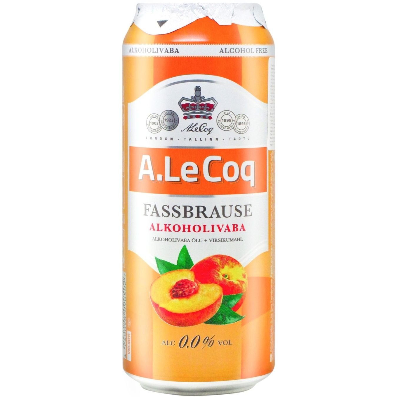 Пиво безалкогольное A Le Coq Fassbrause Peach светлое, ж/б, 0.5 л - фото 1