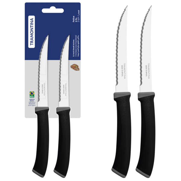 Набір ножів Tramontina Felice для стейків, зубчатий, чорний, 12,7 см (23492/205) - фото 2