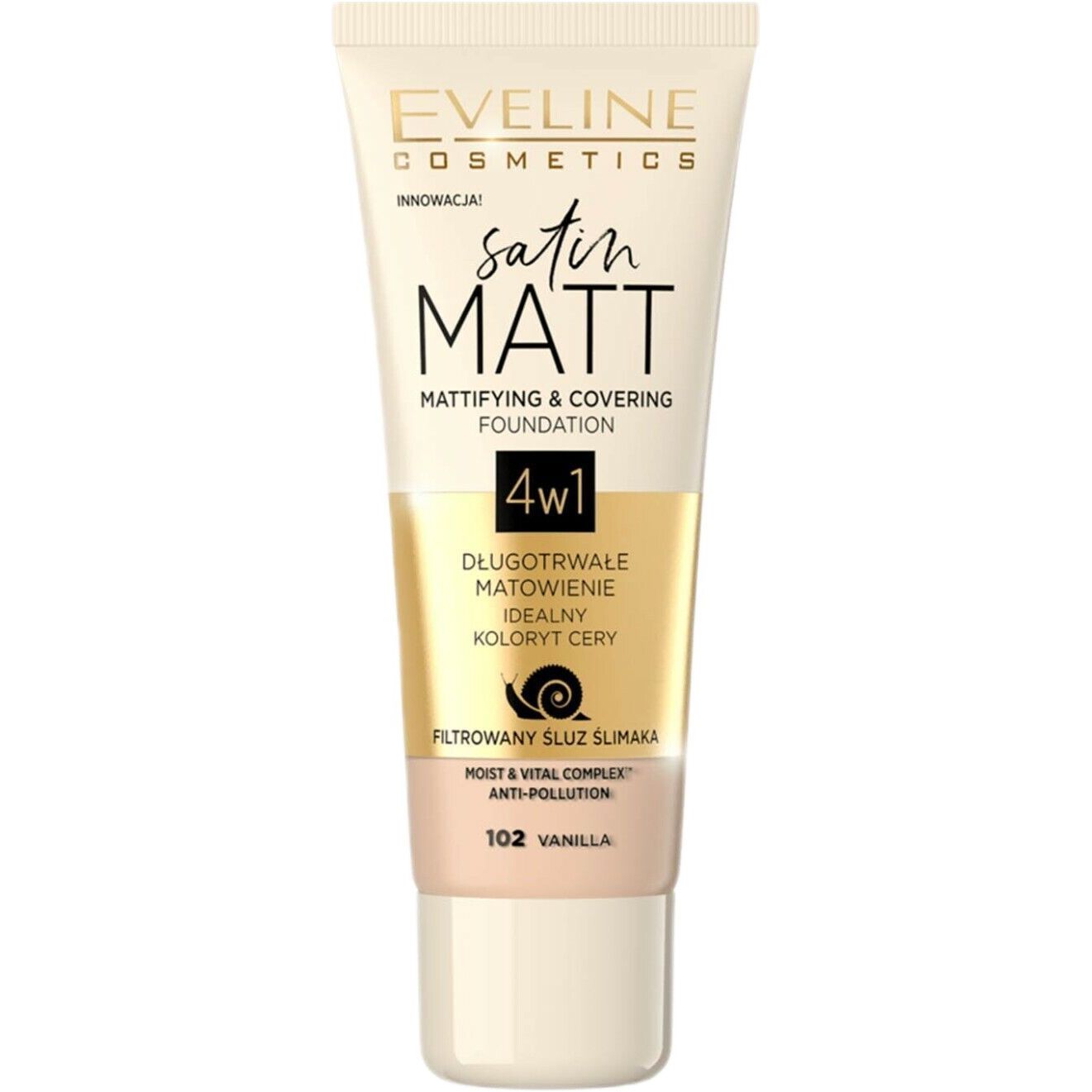 Тональний крем Eveline Cosmetics Satin Matt з матуючим ефектом відтінок 102 (Vanilla) 30 мл - фото 1