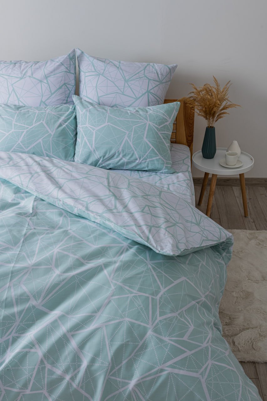 Комплект постельного белья ТЕП Happy Sleep Marble двуспальный белый c мятным (2-03795_25162) - фото 4