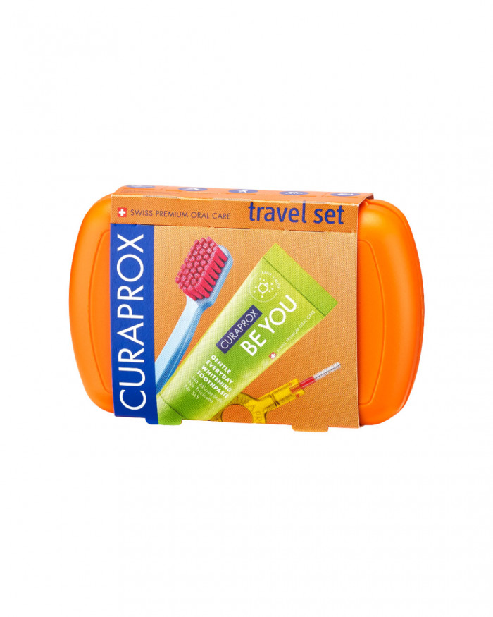 Дорожный набор по уходу за ротовой полостью Curaprox Travel Set Orange: Раскладная щетка CS5460 Ultra Soft + Зубная паста Be You 10 мл + Ершики + Тревел-кейс - фото 7