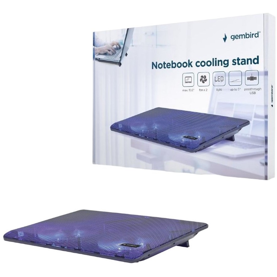 Охолоджувальна підставка для ноутбука Gembird NBS2F1505 2x120 мм 15 дюймів  - фото 1