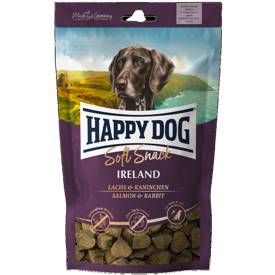 Лакомство для собак средних и крупных пород Happy Dog SoftSnack Ireland, мягкие закуски с лососем и кроликом, 100 г (60688) - фото 1