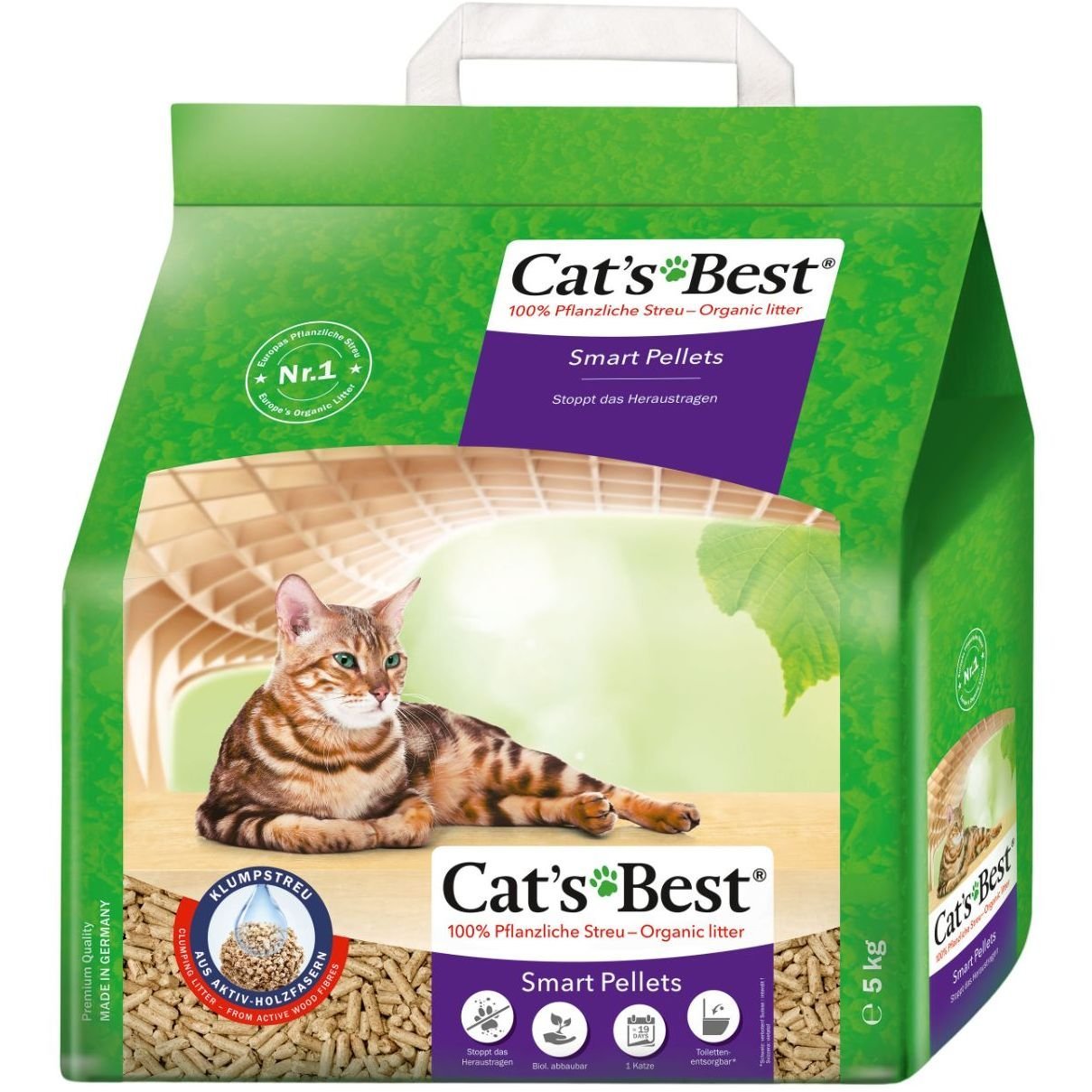 Наповнювач Cat's Best Smart Pellets для довгошерсних котів деревний 10 л/5 кг - фото 1