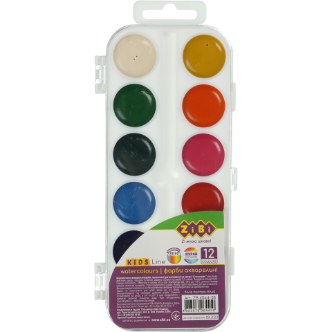 Акварельні фарби ZiBi Kids Line, 12 кольорів, білий (ZB.6544-08) - фото 1
