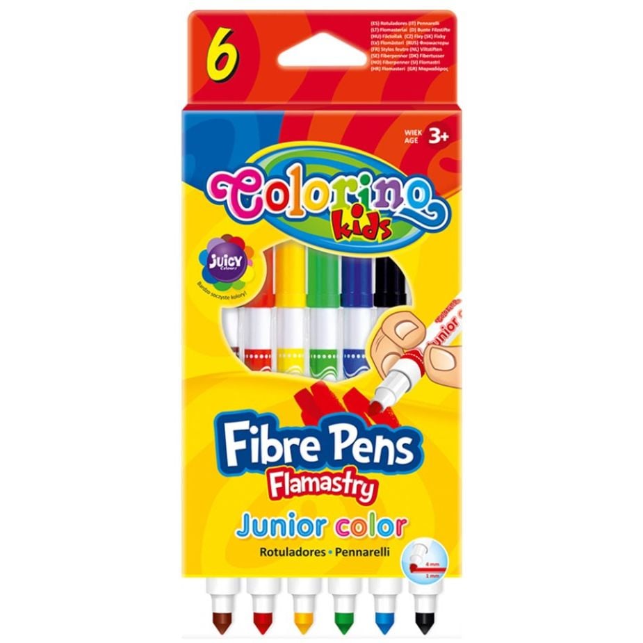 Фломастери двосторонні Colorino Fibre Pens, 6 кольорів (13437PTR/1) - фото 1