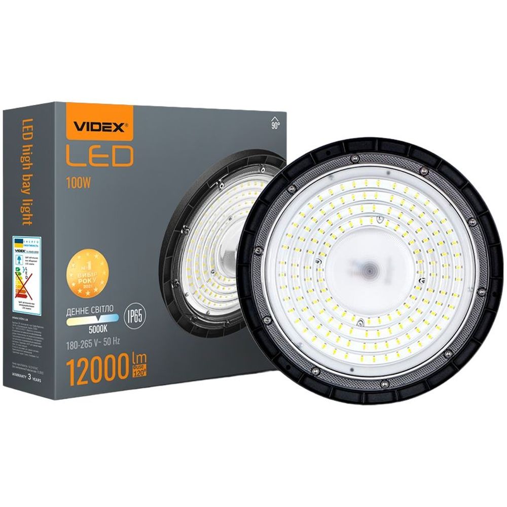 LED світильник Videx High Bay 100W 5000K 12000Lm 220V висотний чорний (VL-HBe03-1005B) - фото 1