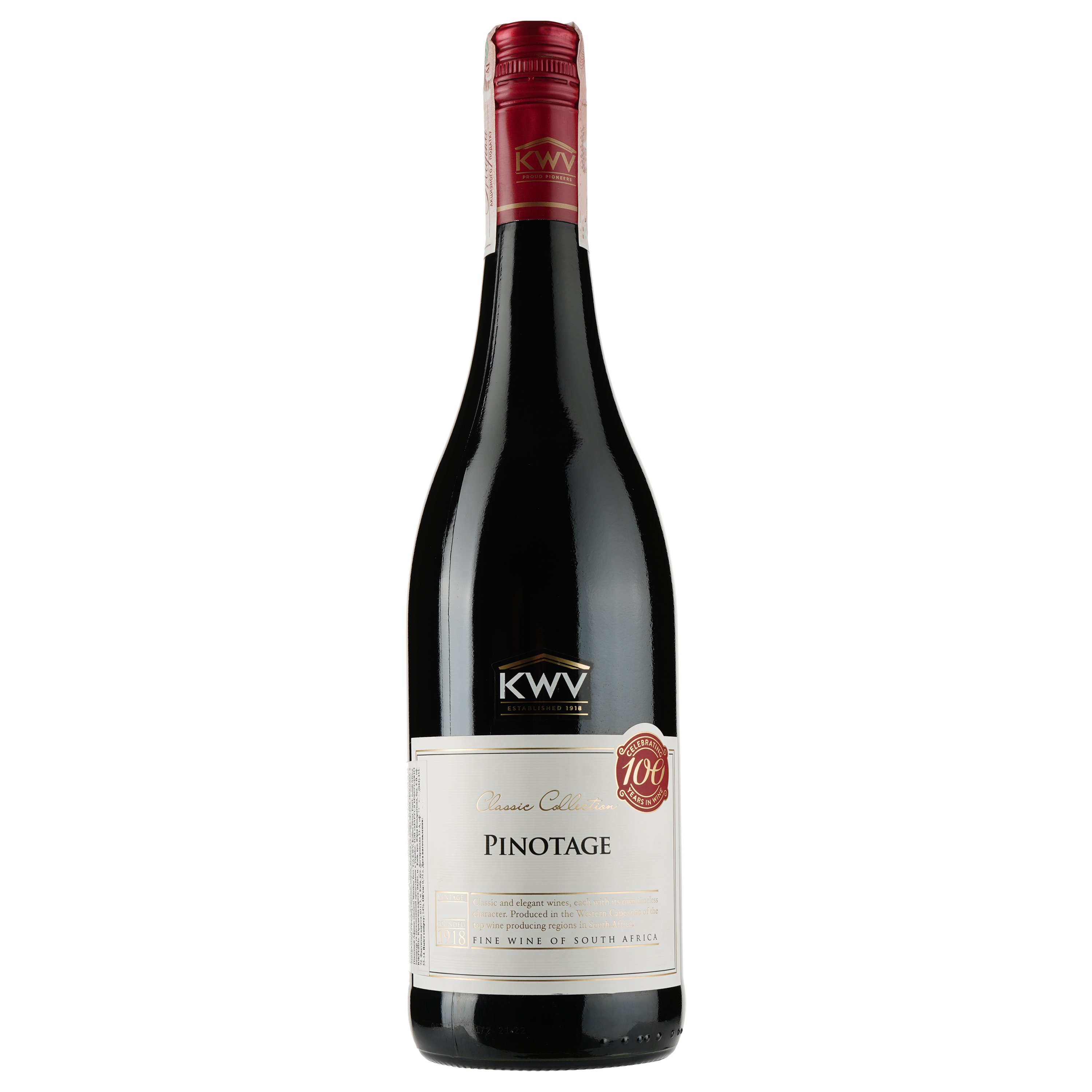 Вино KWV Classic Collection Pinotage, красное, сухое, 11-14,5%, 0,75 л - фото 1