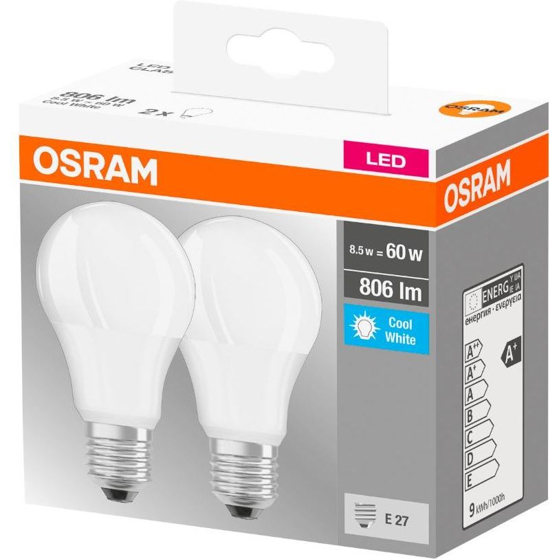 Світлодіодна лампа Osram LED E27 8.5W 4000К 2 шт. (4058075152670) - фото 1