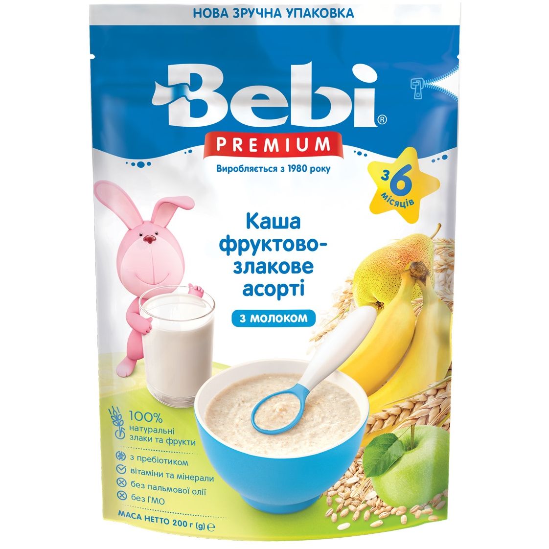 Молочная каша Bebi Premium Фруктово-злаковое ассорти 200 г (1105060) - фото 1