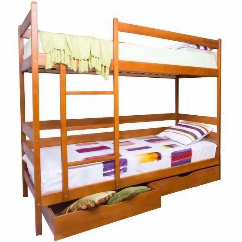 Ліжко двоярусне Олімп Амелі з ящиками 90х200 см горіх (EVR-4589) - фото 1