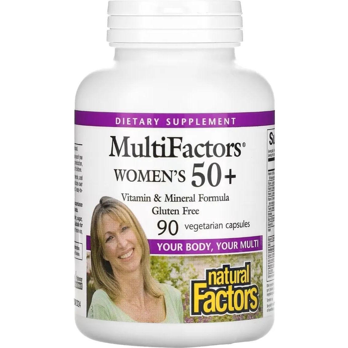 Мультивітаміни для жінок 50+ Natural Factors MultiFactors Women's 50+, 90 вегетаріанських капсул - фото 1