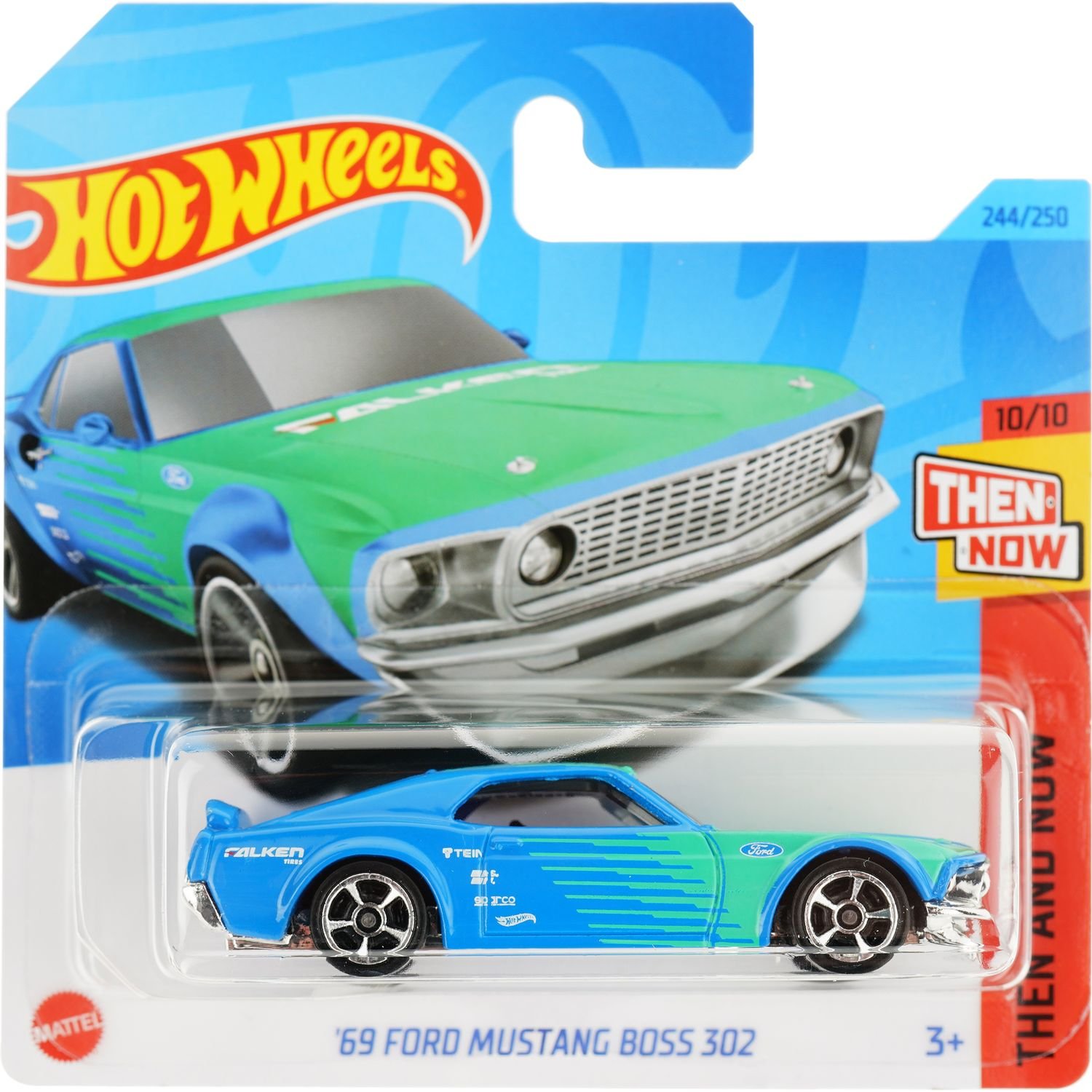 Базовая машинка Hot Wheels Then and Now 69 Ford Mustang Boss 302 голубая (5785) - фото 1