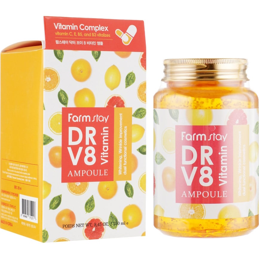 Сыворотка для лица FarmStay DR.V8 Vitamin Ampoule, с витаминами, 250 мл - фото 3