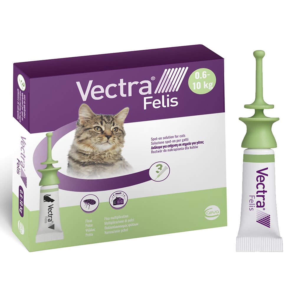 Краплі на загривку для кішок CEVA Vectra Felis, 3 піпетки х 0,9 мл (53357) - фото 1