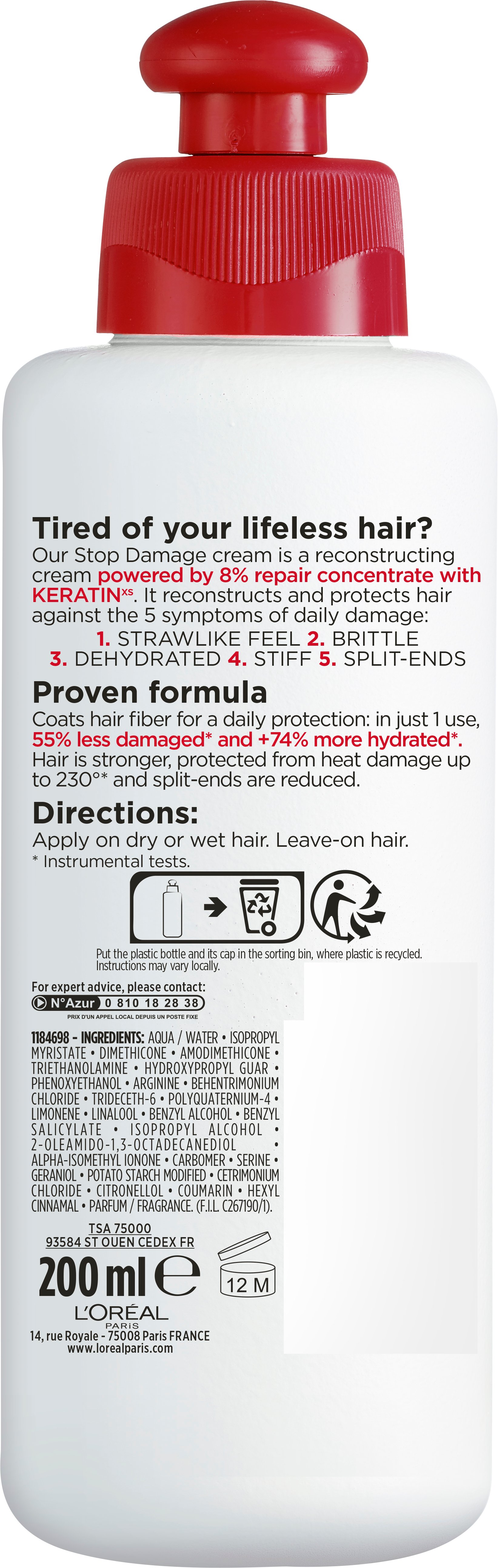 Крем L'Oreal Paris Elseve Повний Відновлення 5 Стоп Пошкодження для відновлення пошкодженого волосся, 200 мл - фото 2