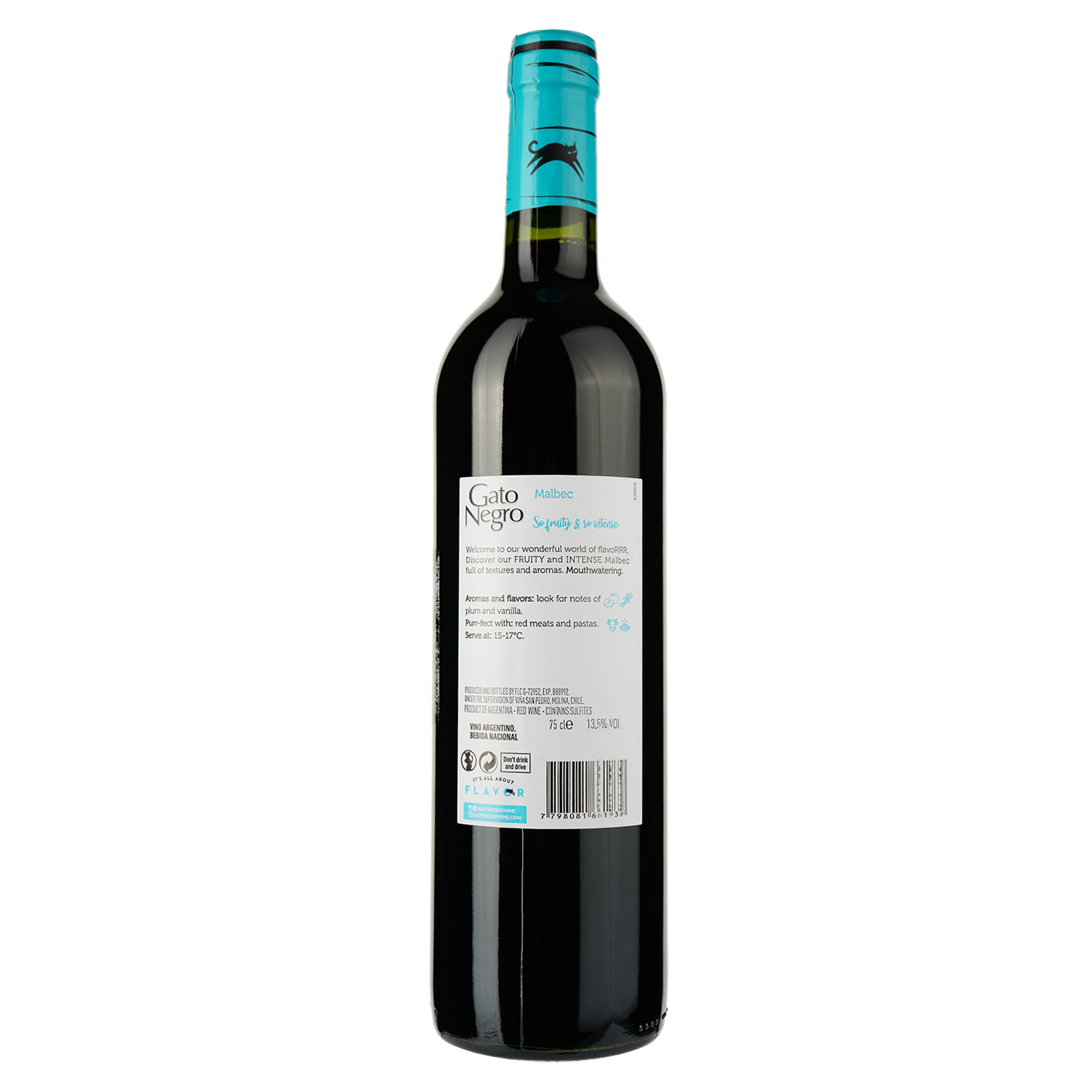 Вино Gato Negro Malbec, красное, сухое, 13%, 0,75 л - фото 2