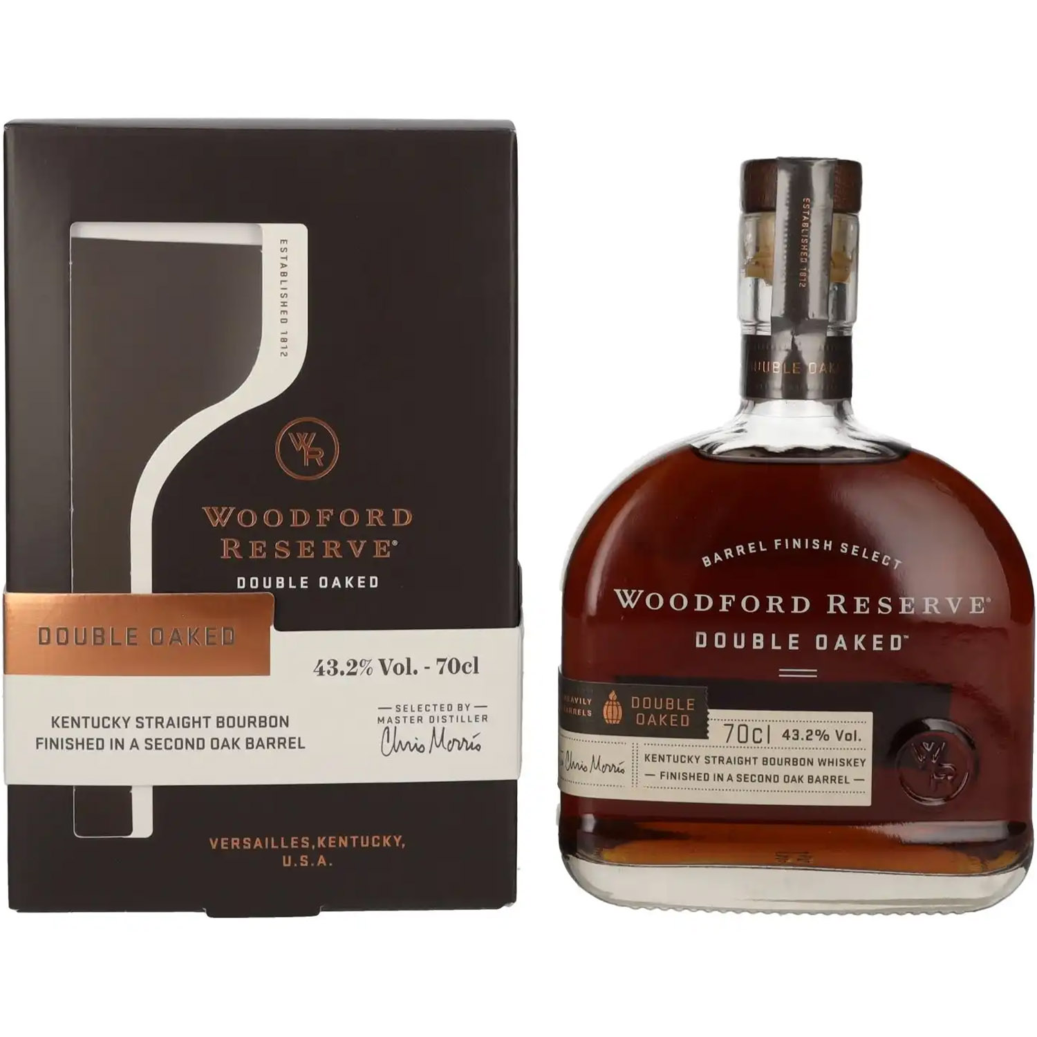 Виски Woodford Reserve Double Oaked Kentucky Straight Bourbon Whiskey 43.2% 0.7 в коробке - фото 1