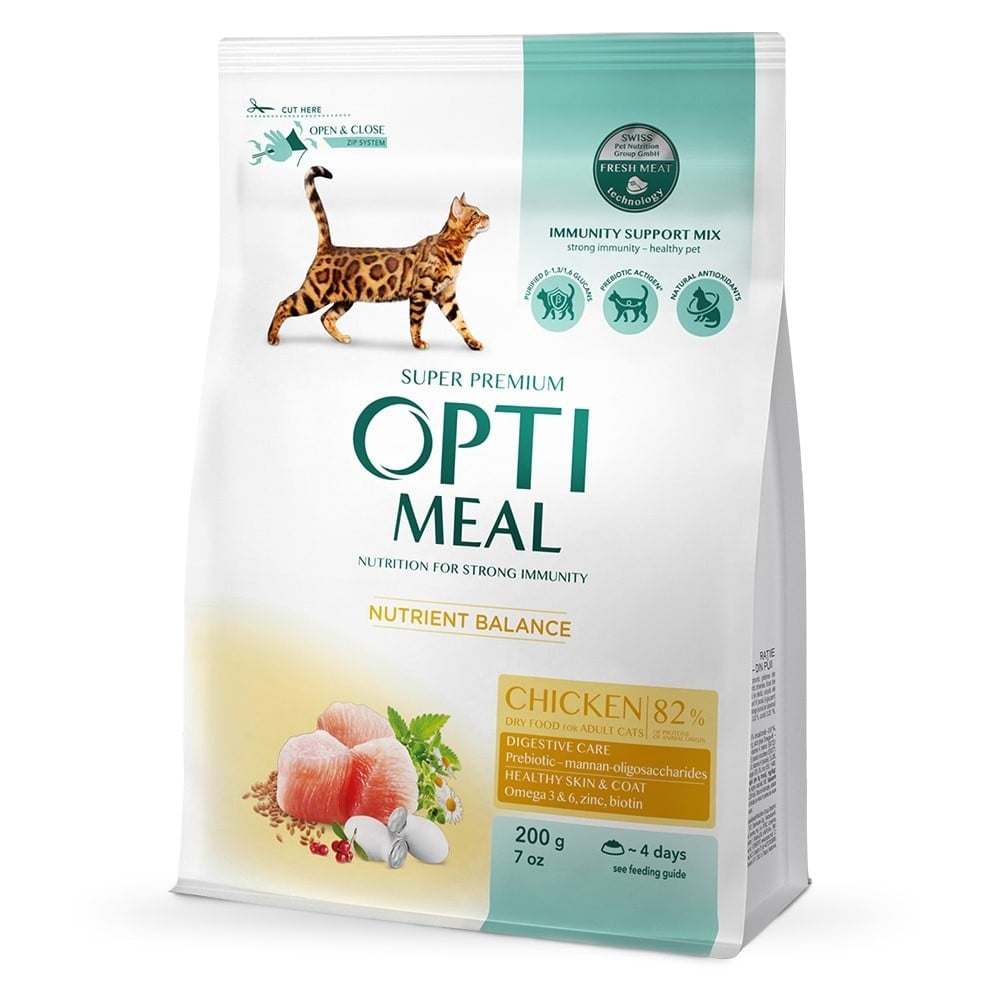 Сухой корм для взрослых кошек Optimeal, курица, 0,2 кг (B1890101) - фото 1