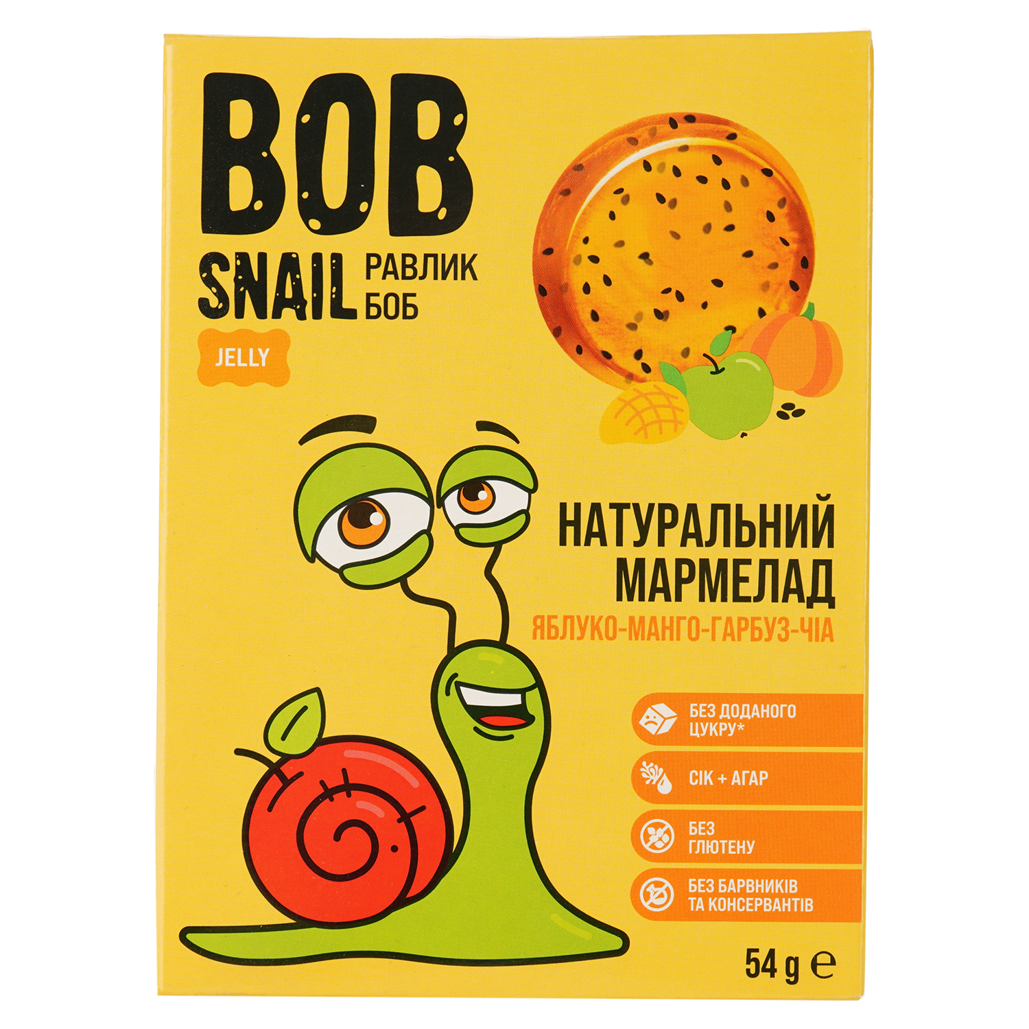 Фруктово-овощной мармелад Bob Snail Яблоко-Манго-Тыква-Чиа 54 г - фото 1