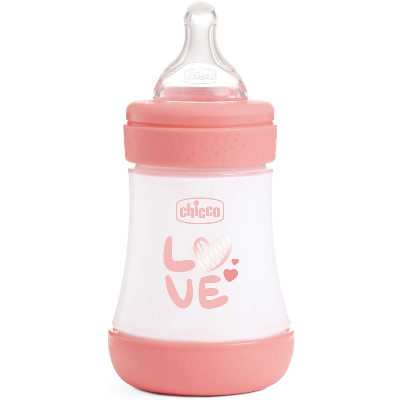 Бутылка для кормления Chicco Perfect 5 Love с силиконовой соской 150 мл розовая (20211.11.40) - фото 1